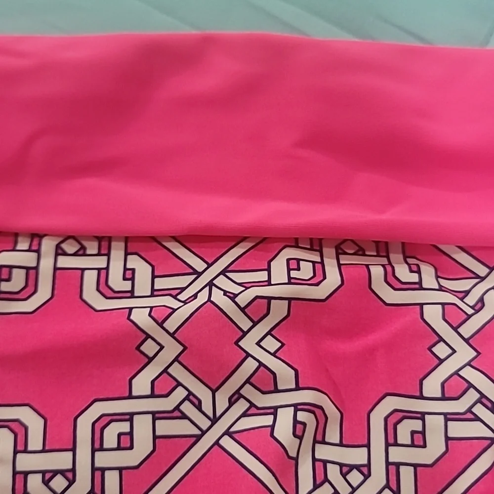 crown & ivy Pink and White Patterned Bandeau Bikini